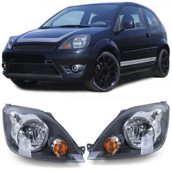 fényszórók H4 Fekete motorral Pár Ford Fiesta JH JD 05-07