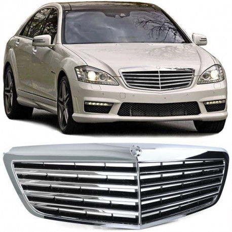 Body kitek és vizuális kiegészítők RACES hűtőrács (Sport) Mercedes S Class W221 Facelift 09-13-hoz, króm | race-shop.hu