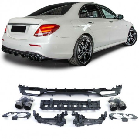 Body kitek és vizuális kiegészítők hátsó sport diffúzor kipufogóvégekkel Fekete Mercedes E class W213 sedan 16-tól | race-shop.hu