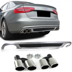 hátsó sport diffúzor betét hűtőráccsal and kipufogóvégek set Audi A4 B8 07-11