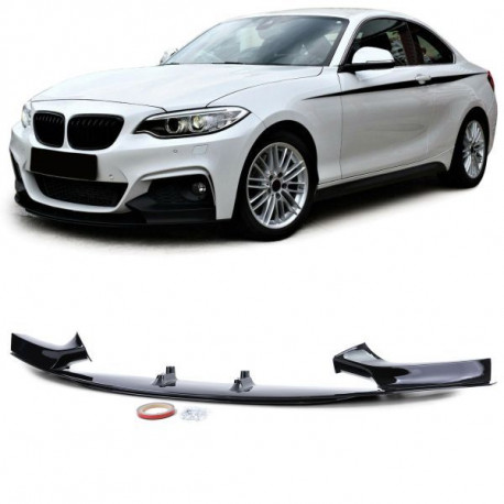 Body kitek és vizuális kiegészítők első spoiler ajak sport fényes Fekete BMW 2 Series F22 F23 M Pack | race-shop.hu