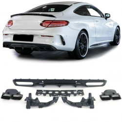 hátsó sport diffúzor kipufogóvégekkel Fekete Mercedes C C205 Coupe 15-18