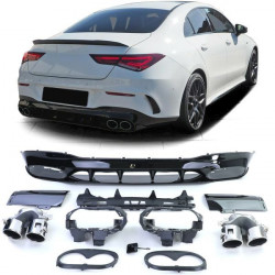 hátsó sport diffúzor fényes Fekete kipufogóvégekkel Króm Mercedes CLA C118 19-től
