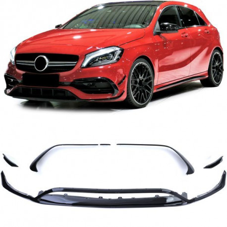 Body kitek és vizuális kiegészítők RACES első splitter Mercedes A Class W176 facelift-hez, fényes fekete | race-shop.hu