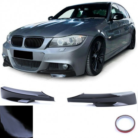 Body kitek és vizuális kiegészítők első sarok splitterek fényes Fekete BMW 3 Series E90 E91 08-12 | race-shop.hu