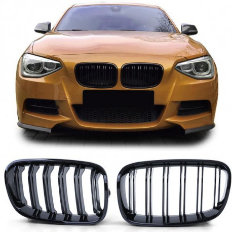 Body kitek és vizuális kiegészítők RACES hűtőrács (Sport Double Bar) BMW 1 Series F20 F21 10-14-hez, fényes | race-shop.hu
