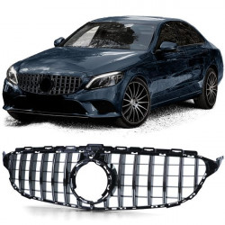 RACES hűtőrács (Sport) Mercedes C Class W205 S205 18-21-hez, fényes fekete króm
