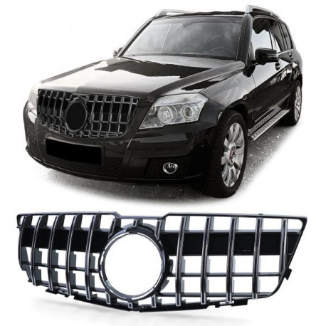 Body kitek és vizuális kiegészítők RACES hűtőrács (Sport) Mercedes GLK X204 08-12 prefacelift-hez, fényes fekete króm | race-shop.hu