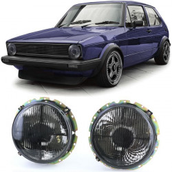 RACES első lámpák (Crosshair) VW Golf 1 + Cabrio 74-83-hoz, fekete-füstös
