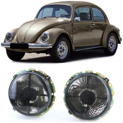 fényszórók Fekete füstszínű keresztráccsal VW Beetle + Convertible 73-tól