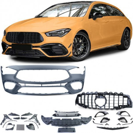 Body kitek és vizuális kiegészítők RACES első lökhárító (Sport) Mercedes CLA X118 from 19-hez, fényes fekete | race-shop.hu