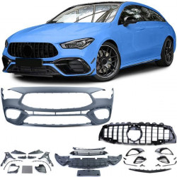 Sport lökhárító hűtőráccsal fényes Fekete Mercedes CLA X118 19-től