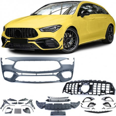 Body kitek és vizuális kiegészítők Sport lökhárító hűtőráccsal fényes Fekete Mercedes CLA X118 19-től | race-shop.hu