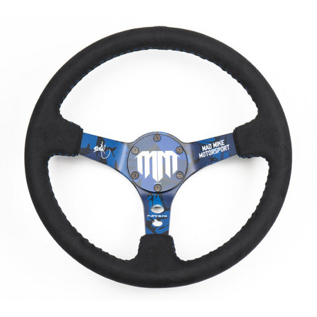Kormányok 3 küllős sportkormány NRG, 350mm, alcantara, 75mm mélység, fekete/kék | race-shop.hu