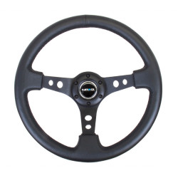 NRG Reinforced 3-spoke leather Steering Wheel with holes, (350mm), black