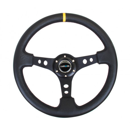 Kormányok 3 küllős sportkormány NRG, 350mm, bőr, 75mm mélység, fekete/sárga | race-shop.hu