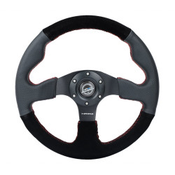 3 küllős sportkormány NRG RACE, 320mm, velúr, lapos alj, 25mm mélység, fekete/szürke