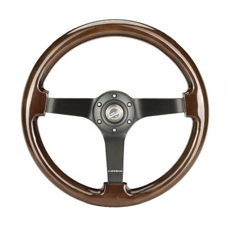 Kormányok 3 küllős mahagóni kormány (350mm) - Sötét fa/fekete | race-shop.hu