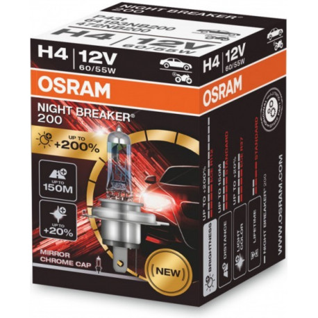 Izzók és xenonlámpák Osram halogén fényszóró lámpák NIGHT BREAKER 200 H4 (1db) | race-shop.hu