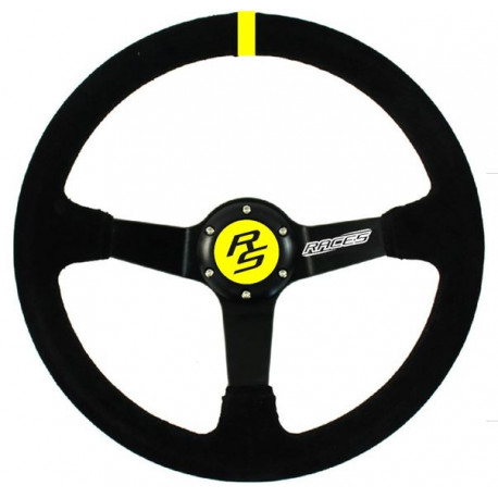 Akciók 3 küllős sportkormány RACES Giallo Clarus, 350mm, velúr, 90mm mélység, fekete/sárga | race-shop.hu