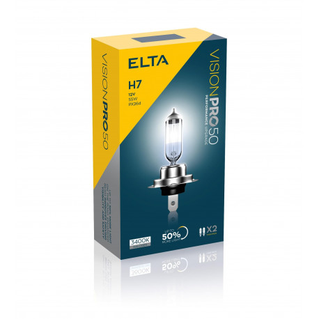 Izzók és xenonlámpák ELTA VISION PRO 50 12V 55W halogén fényszórók PX26d H7 (2db) | race-shop.hu
