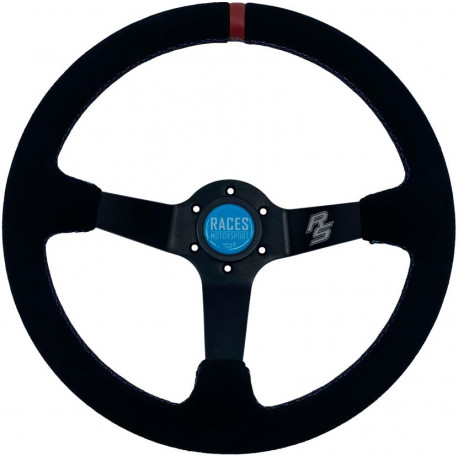 Akciók 3 küllős sportkormány RACES Hellrot, 350mm, velúr, 90mm mélység, fekete/piros | race-shop.hu