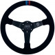 Akciók 3 küllős sportkormány RACES MOTORSPORT, 350mm, velúr, 65mm mélység, fekete/kék | race-shop.hu