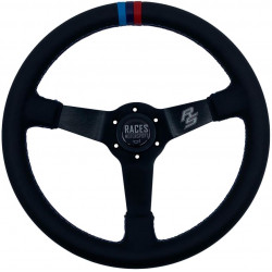 3 küllős sportkormány RACES MOTORSPORT, 350mm, műbőr, 65mm mélység, fekete/kék