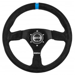 3 küllős sportkormány Sparco R383 LOGO, 330mm, velúr, 39mm mélység, fekete/kék