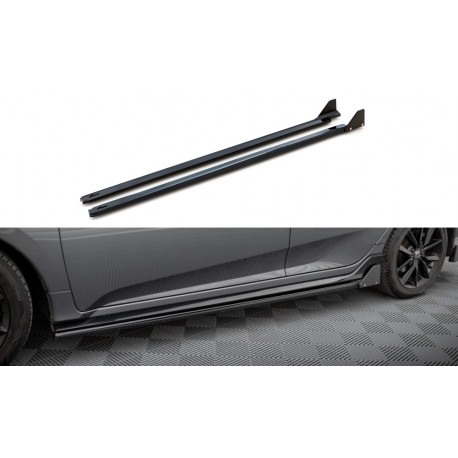 Body kitek és vizuális kiegészítők MAXTON DESIGN küszöb toldatok + flapsok Honda Civic Sport Mk 10-hoz, fényes fekete | race-shop.hu