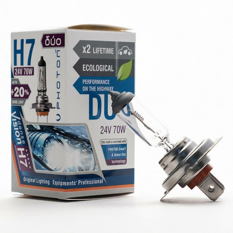 Izzók és xenonlámpák PHOTON XTREME VISION H7 halogén fényszórók 24V 70W PX26d +150% (1db) | race-shop.hu