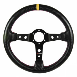 3 küllős sportkormány RRS Carbon 90, 350mm, karbon, vastagság 32/28mm, 90mm mélység, karbon/fekete/sárga