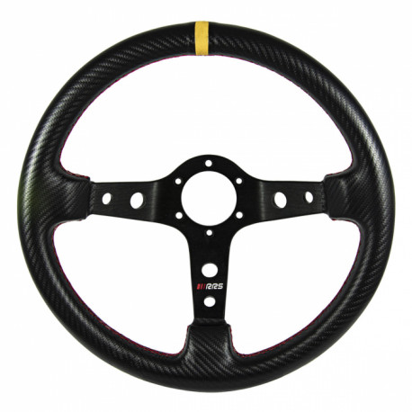 Kormányok 3 küllős sportkormány RRS Carbon 90, 350mm, karbon, vastagság 32/28mm, 90mm mélység, karbon/fekete/sárga | race-shop.hu