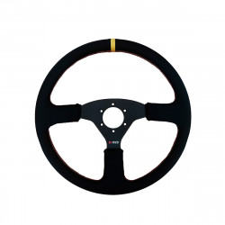 3 küllős sportkormány RRS Off Road, 380mm, bőr, mélység nélkül, fekete/sárga