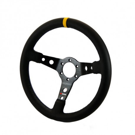 Kormányok 3 küllős sportkormány RRS Monte Carlo F65, 350mm, bőr, 65mm mélység, fekete/sárga | race-shop.hu