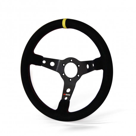 Kormányok 3 küllős sportkormány RRS Monte Carlo, 350mm, velúr, 65mm mélység, fekete/sárga | race-shop.hu