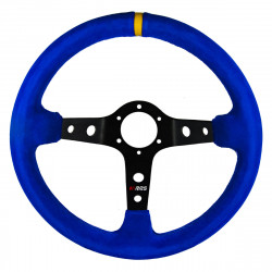 3 küllős sportkormány RRS Corsa 90, 350mm, velúr, 90mm mélység, kék/fekete/sárga