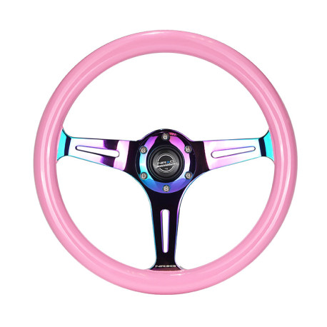 Akciók 3 küllős sportkormány NRG Classic, 350mm, fa, 38mm mélység, rózsaszín/neon | race-shop.hu
