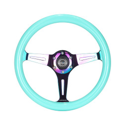 3 küllős sportkormány NRG Classic NEO/Minty, 350mm, fa, 38mm mélység, neon
