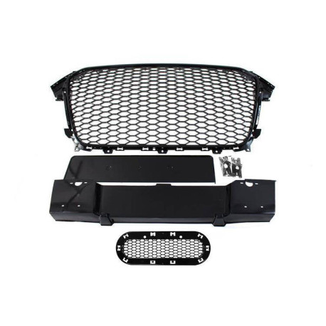 Body kitek és vizuális kiegészítők Hűtőrács Audi A4 B8 RS stílus Fényes fekete 12-15 PDC | race-shop.hu
