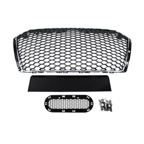 Body kitek és vizuális kiegészítők Hűtőrács Audi A4 B9 RS stílus Króm 2016+ PDC | race-shop.hu