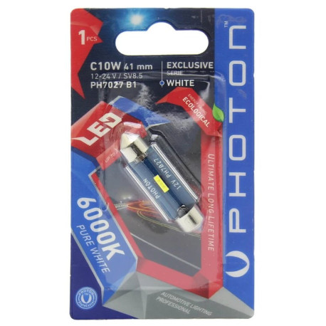 Izzók és xenonlámpák PHOTON LED EXCLUSIVE C10W autólámpa izzó 12-24V 10W SV8.5 41mm (1db) | race-shop.hu