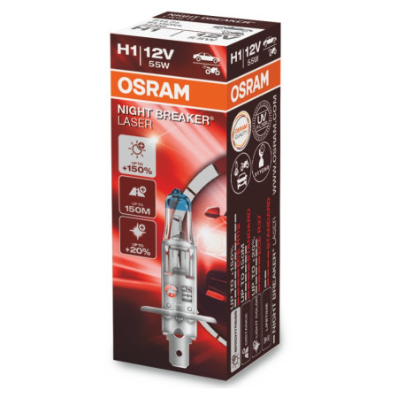 Izzók és xenonlámpák Osram halogén fényszóró izzók NIGHT BREAKER LASER H1 (1db) | race-shop.hu