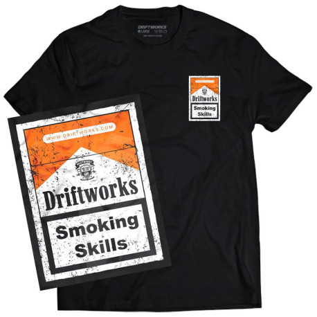 Pólók Driftworks Póló "Smoking skills" patina - Fekete | race-shop.hu
