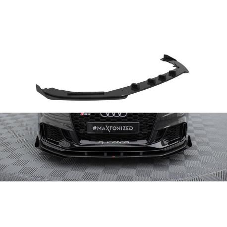 Body kitek és vizuális kiegészítők MAXTON DESIGN első splitter Audi RS3 Sedan 8V Facelift-hez, fekete + fényes flapsok, V1 | race-shop.hu