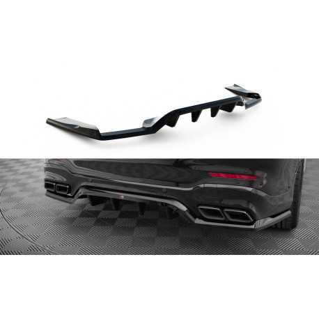 Body kitek és vizuális kiegészítők MAXTON DESIGN központi hátsó splitter Mercedes-AMG GLC 63 SUV X253-hoz (függőleges sávokkal), fényes fekete, V1 | race-shop.hu
