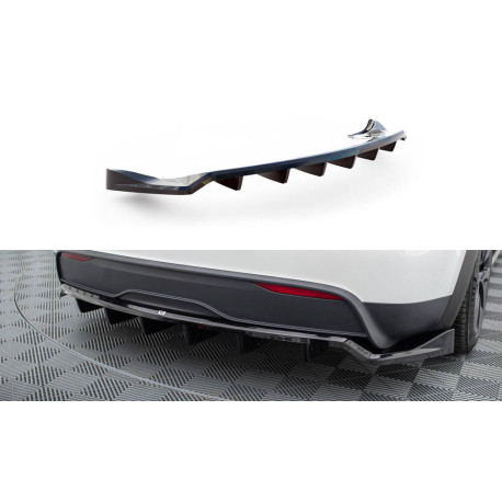 Body kitek és vizuális kiegészítők MAXTON DESIGN központi hátsó splitter Tesla Model X Mk1 Facelift-hez (függőleges sávokkal), fényes fekete | race-shop.hu