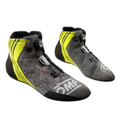 FIA gokart cipő OMP KS-X R, fekete/szürke/fluo sárga