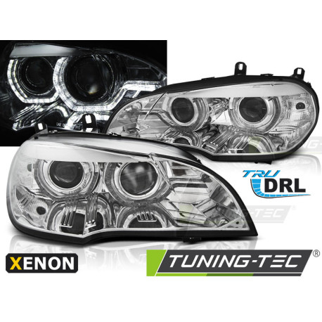 Világítás XENON FÉNYSZÓRÓ ANGEL EYES LED DRL KRÓM BMW X5 E70 07-10 | race-shop.hu