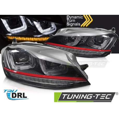 Világítás FÉNYSZÓRÓK SEQ FEKETE PIROS ÍV VW GOLF 7 13-17 | race-shop.hu